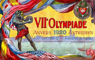 Paintings - 1920 Antwerp Summer Olympic Games Poster  by MotionAge Designs