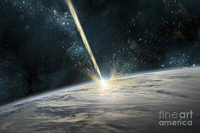 Science Fiction Photos - A Meteor Strikes Earth by Marc Ward