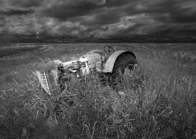Road And Street Signs - Abandoned Farm Tractor on the Prairie by Randall Nyhof