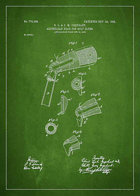 Sports Digital Art - Adjustable Head for Golf Clubs Patent Drawing From 1904 by Aged Pixel