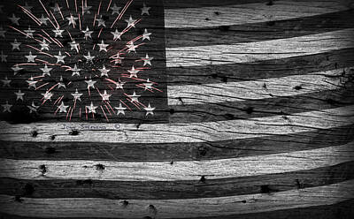 Landmarks Photos - American Flag Fireworks by Lone Palm Studio