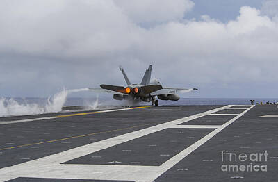 Politicians Photos - An Fa-18e Super Hornet Takes by Stocktrek Images