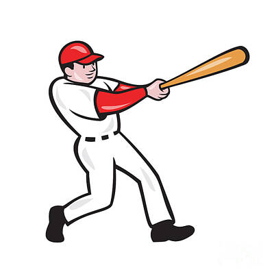 Baseball Digital Art - Baseball Player Batting Isolated Cartoon by Aloysius Patrimonio