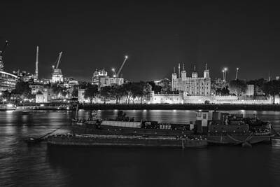 Mans Best Friend Rights Managed Images - Beautiful black and white image of London City at night with lov Royalty-Free Image by Matthew Gibson