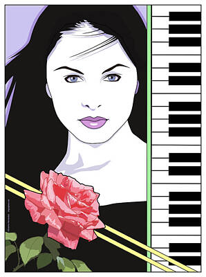 Roses Digital Art - Beauty and Piano by Erasmo Hernandez
