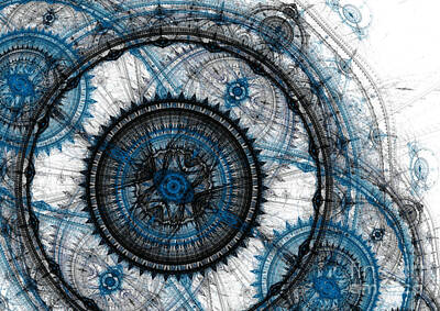 Steampunk Digital Art - Blue clockwork by Martin Capek
