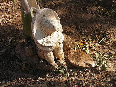 Modern Man Rap Music - Broken pottery sleeping Mexican with sombrero Casa Grande Arizona 2004 by David Lee Guss