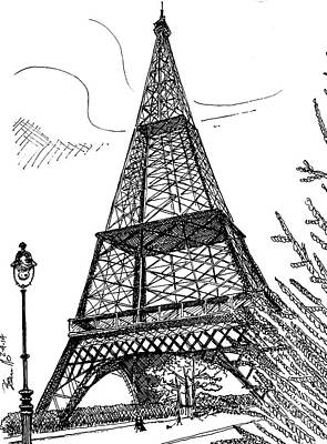 Wine Drawings - Eiffel by Andrew Cravello