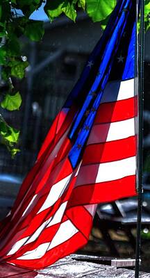 Jerry Sodorff Royalty Free Images - Flag Through The Window 16298 Royalty-Free Image by Jerry Sodorff