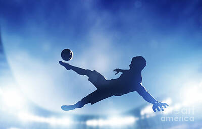Fight Club Royalty-Free and Rights-Managed Images - Football soccer match A player shooting on goal by Michal Bednarek