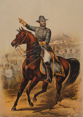 Animals Digital Art - General Ulysses S. Grant by Currier and Ives