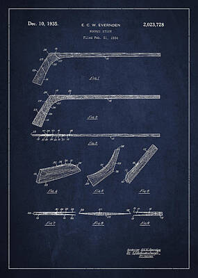 Sports Digital Art - Hockey Stick Patent Drawing From 1934 by Aged Pixel