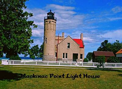 Vintage Performace Cars - Mackinac Point Light House by Gary Wonning