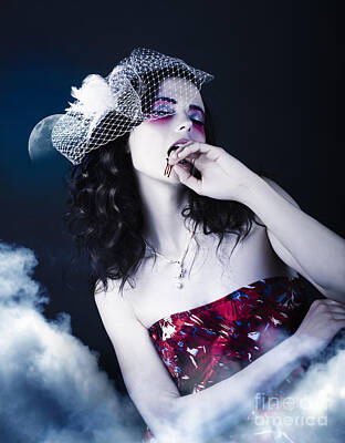 Jazz Collection - Makeup Beauty With Gothic Hair And Bloody Mouth by Jorgo Photography
