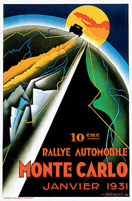 Recently Sold - Transportation Royalty-Free and Rights-Managed Images - Monte Carlo Rallye Automobile by Vintage Automobile Ads and Posters