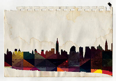 Abstract Skyline Drawings - New York City Skyline by Celestial Images