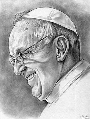 Celebrities Drawings - Pope Francis by Greg Joens