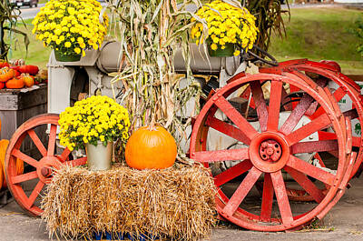 Design Pics - Pumpkins Next To An Old Farm Tractor by Alex Grichenko