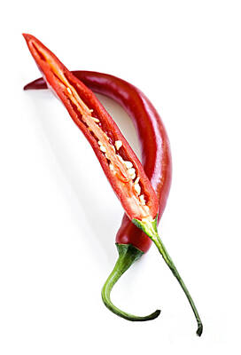 Food And Beverage Photos - Red hot chili peppers 1 by Elena Elisseeva