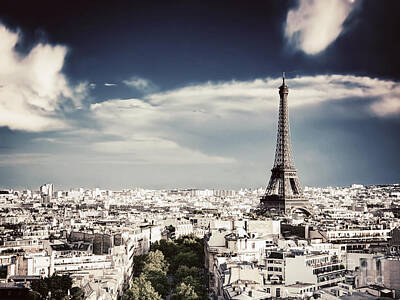 Paris Skyline Photos - Rooftop view on the Eiffel Tower by Michal Bednarek