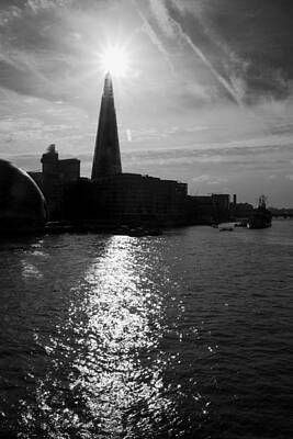 London Skyline Photo Rights Managed Images - The Shard London skyline BW Royalty-Free Image by David French