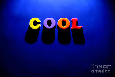 Printscapes - The Word Cool on Blue Background by Lane Erickson