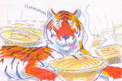 Animals Drawings - Tiger Cartoon by Mike Jory