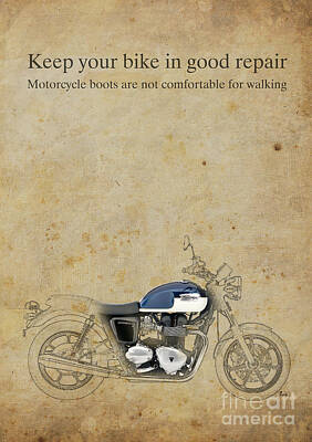 Portraits Drawings - Triumph motorcycle Quote by Drawspots Illustrations