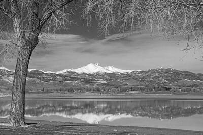 Macaroons Royalty Free Images - Twin Peaks Longs and Meeker Lake Reflection BW Royalty-Free Image by James BO Insogna