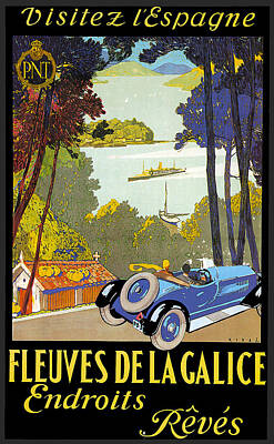 Transportation Photos - Fleuves De La Galice Automobile by Vintage Automobile Ads and Posters
