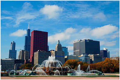 Ballerina Art - Chicago skyline Buckingham fountain by Patrick Warneka