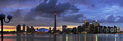 Skylines Royalty-Free and Rights-Managed Images - Toronto skyline sunset panorama by Elena Elisseeva