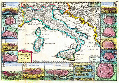 Abstract Animalia Rights Managed Images - 1706 de la Feuille Map of Italy Royalty-Free Image by Celestial Images