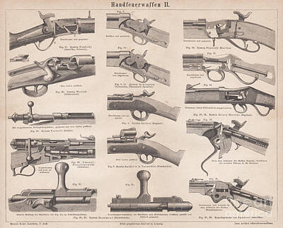 Martini Royalty-Free and Rights-Managed Images - 1879 Engraving Print Rifles Sections Peabody Martini Remington S by MN Digital