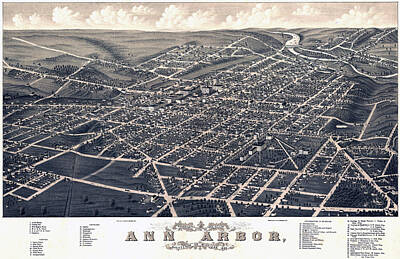 Card Game - 1880 Birds Eye Map of Ann Arbor by Stephen Stookey