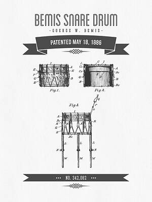 Owls - 1886 Bemis Snare Drum Patent Drawing by Aged Pixel