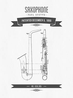 Musician Digital Art - 1899 Saxophone Patent Drawing by Aged Pixel