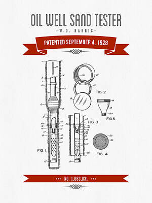 Halloween Elwell Royalty Free Images - 1928 Oil Well Sand Tester Patent Drawing - Retro Red Royalty-Free Image by Aged Pixel