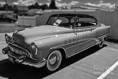 Harley Davidson Motorcycles Rights Managed Images - 1953 Buick Special BW Royalty-Free Image by Kevin Fortier