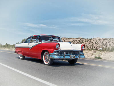 Green Grass - 1956 Ford Crown Victoria Cruising the New Mexico Desert by Mary Lee Dereske