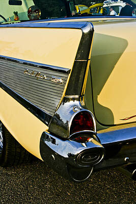 Baby Animal Heads Amy Hamilton - 1957 Chevy Bel air yellow Fin and tail light by Dennis Coates