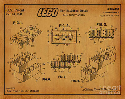 Colorful Abstract Animals - 1961 Lego Building Blocks Patent Art 5 by Nishanth Gopinathan