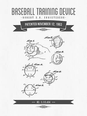 Baseball Royalty-Free and Rights-Managed Images - 1963 Baseball Training Device Patent Drawing by Aged Pixel