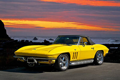 Aromatherapy Oils Royalty Free Images - 1965 Corvette Roadster in Yellow Royalty-Free Image by Dave Koontz