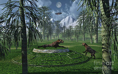 Mountain Digital Art - A Pair Of Sabre-tooth Tigers by Stocktrek Images