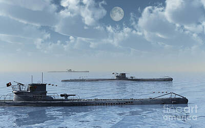 Transportation Digital Art - A Wolfpack Of German U-boat Submarines by Mark Stevenson