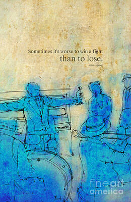 Musicians Drawings Royalty Free Images - Blue Jazz - Bille Holiday Quote Royalty-Free Image by Drawspots Illustrations