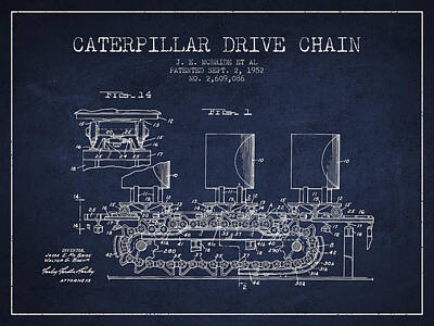 Modern Man Mountains - Caterpillar Drive Chain patent from 1952 by Aged Pixel