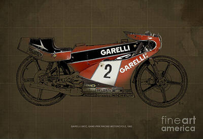 Transportation Digital Art - Garelli 50CC Grand Prix Racing Motorcycle 1983 by Drawspots Illustrations
