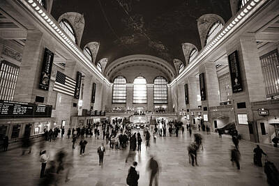 Black And White Line Drawings - Grand Central Station by Songquan Deng